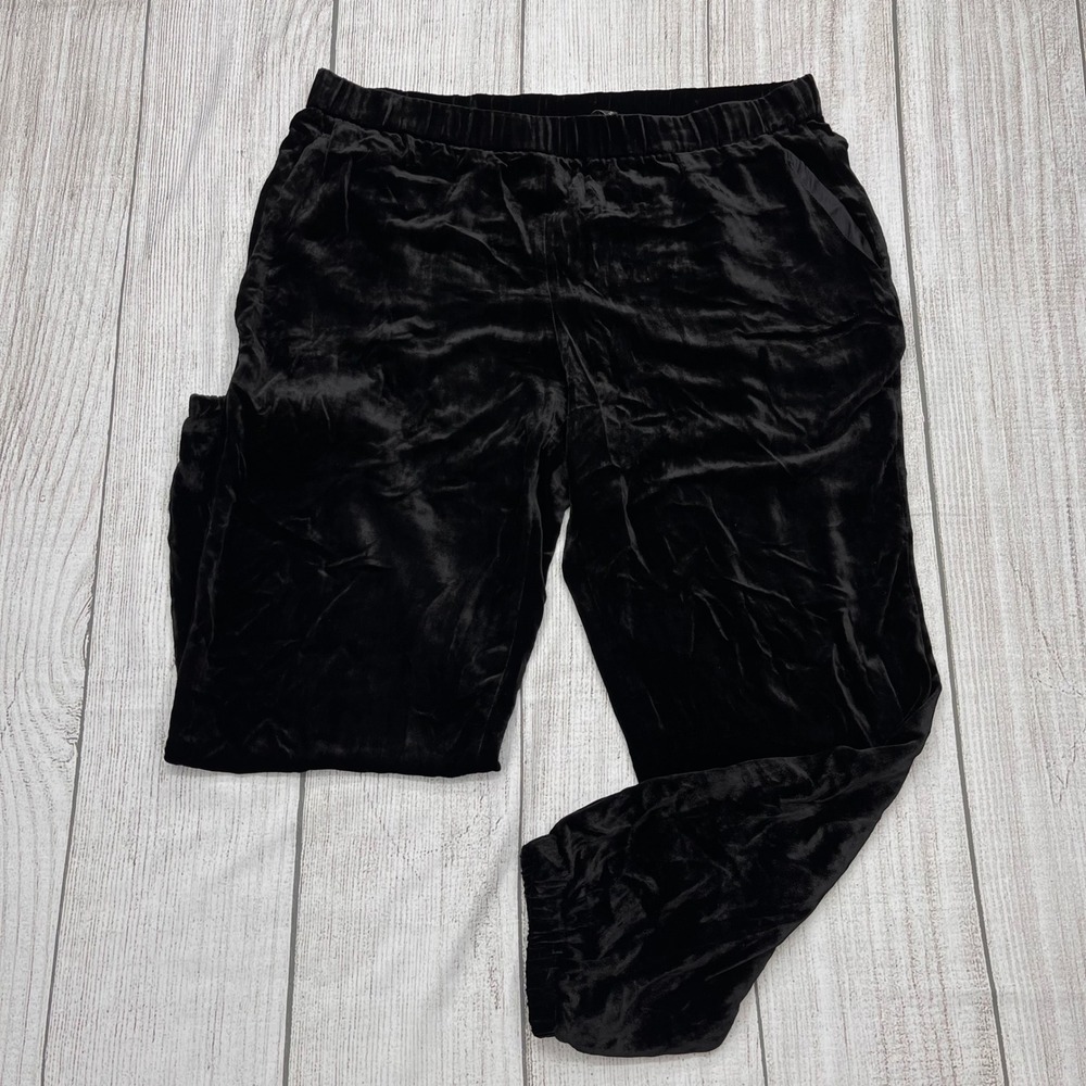 Eileen Fisher Black Silk Blend Velvet Jogger Pants Large F18VL